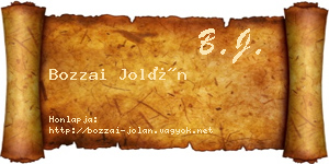 Bozzai Jolán névjegykártya
